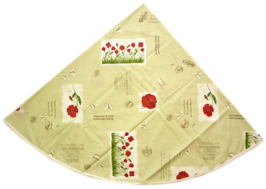 French Round Tablecloth Coated (coquelicot / poppy. light green) - Click Image to Close